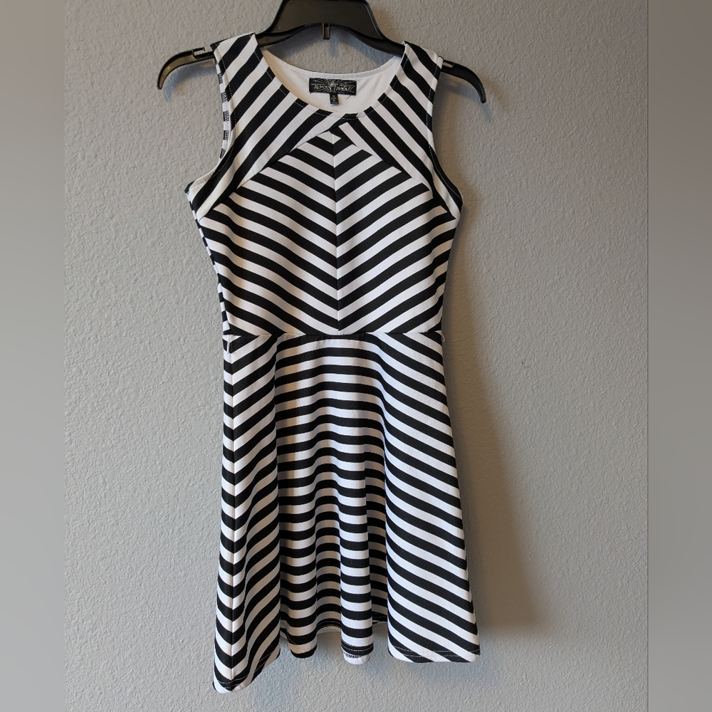 Almost Famous Monochrome Striped Mini Dress